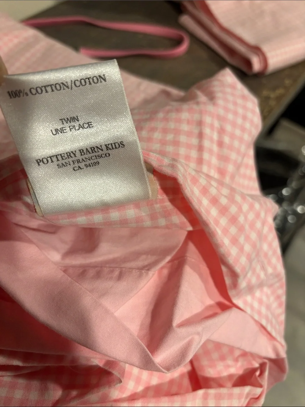 Pottery Barn Kids Gingham Pink Twin Duvet Cover